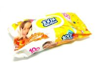 Салфетки влажные 100% чистоты детские с клапаном 100шт
