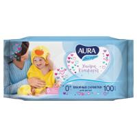 Салфетки влажные КОМПЛЕКТ 100 шт., для детей AURA 