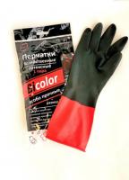 Перчатки хозяйственные из прочного латекса BICOLOR M  черно-красные (в уп 120 пар)