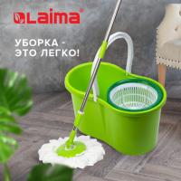 Комплект для уборки швабра, ведро 7 л 5 л с отжимом центрифуга, 2 круглые насадки-кольцо, LAIMA, 60